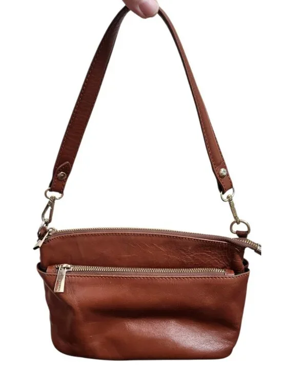 Divina Firenze Brown Genuine Leather Shoulder Bag Made In Italy Small Zip Purse - Picture 2 of 12